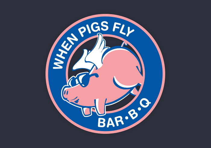 When Pigs Fly barbecue restaurant logo